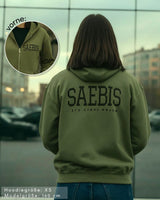Lifestyle Damen Extra-Oversized Zip Hoodie mit Reißverschluss olivfarben by SAEBIS®