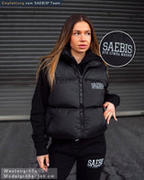 Lifestyle Damen Oversized Weste gefüttert, mit Reißverschluss schwarz by SAEBIS®