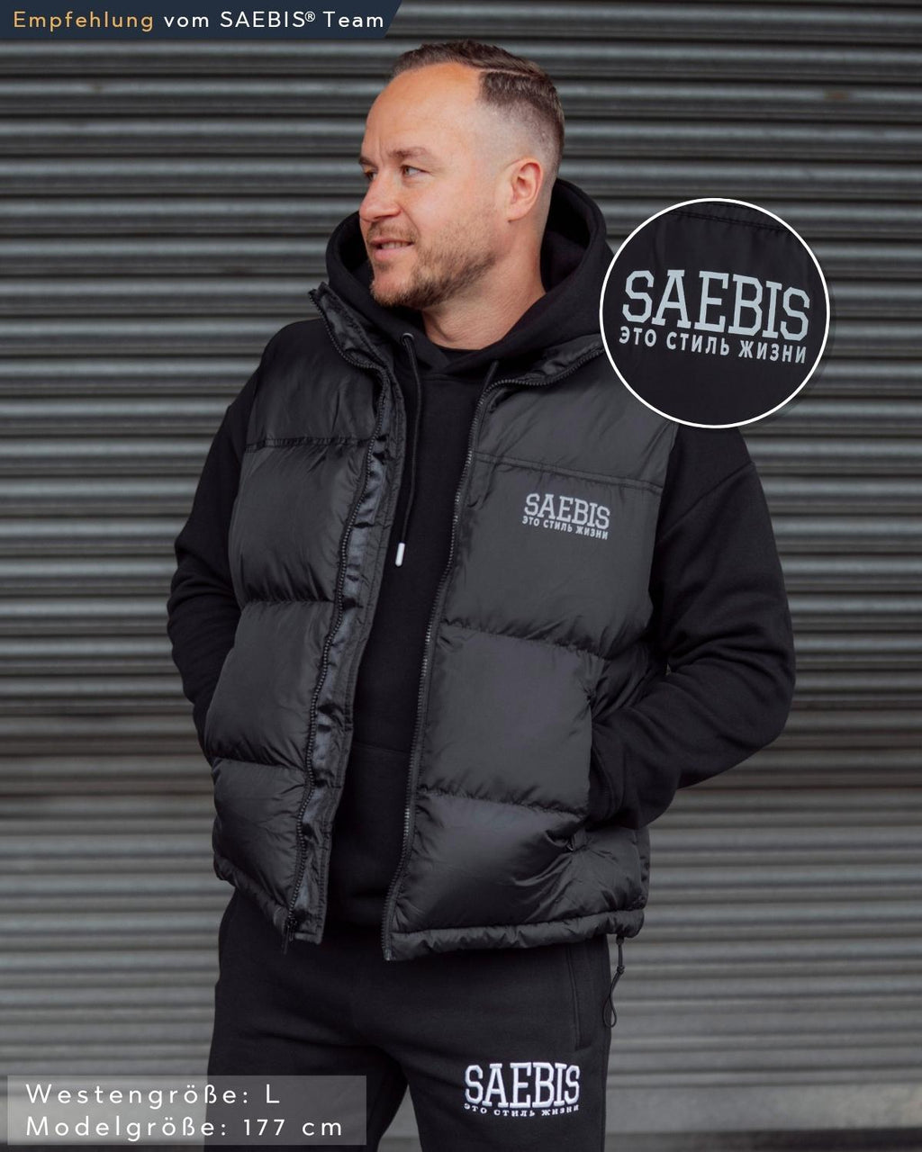 Lifestyle Herren Weste gefüttert, mit Reißverschluss schwarz by SAEBIS®