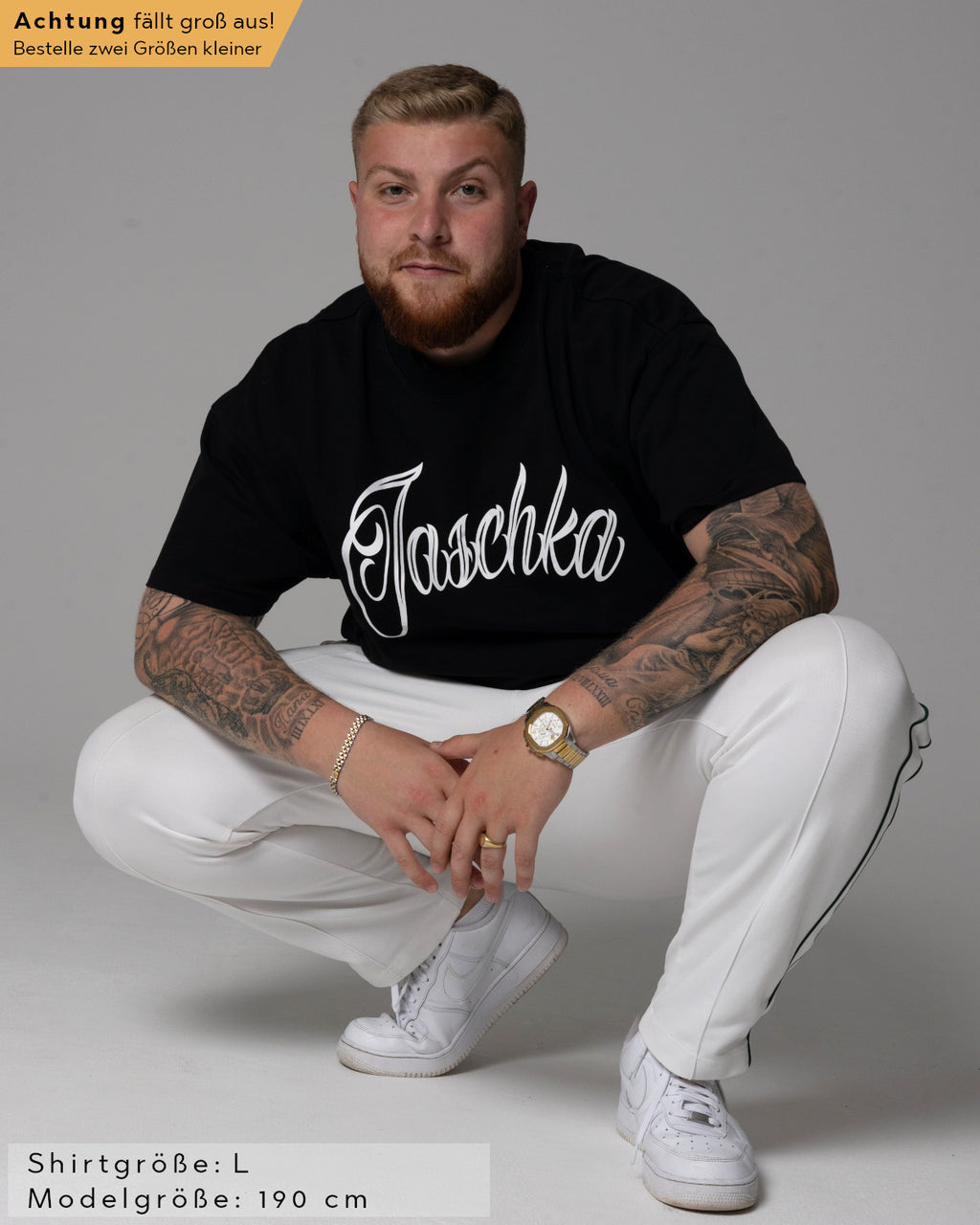 Jaschka Herren Extra Oversized Premium T-Shirt schwarz by SAEBIS®