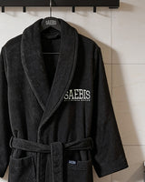 Lifestyle Bademantel schwarz mit Stickerei für Herren & Damen by SAEBIS®