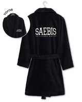 Lifestyle Bademantel schwarz mit Stickerei für Herren & Damen by SAEBIS®