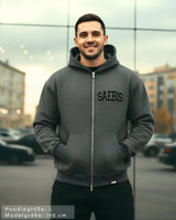 Lifestyle Herren Extra-Oversized Zip Hoodie mit Reißverschluss anthrazit by SAEBIS®