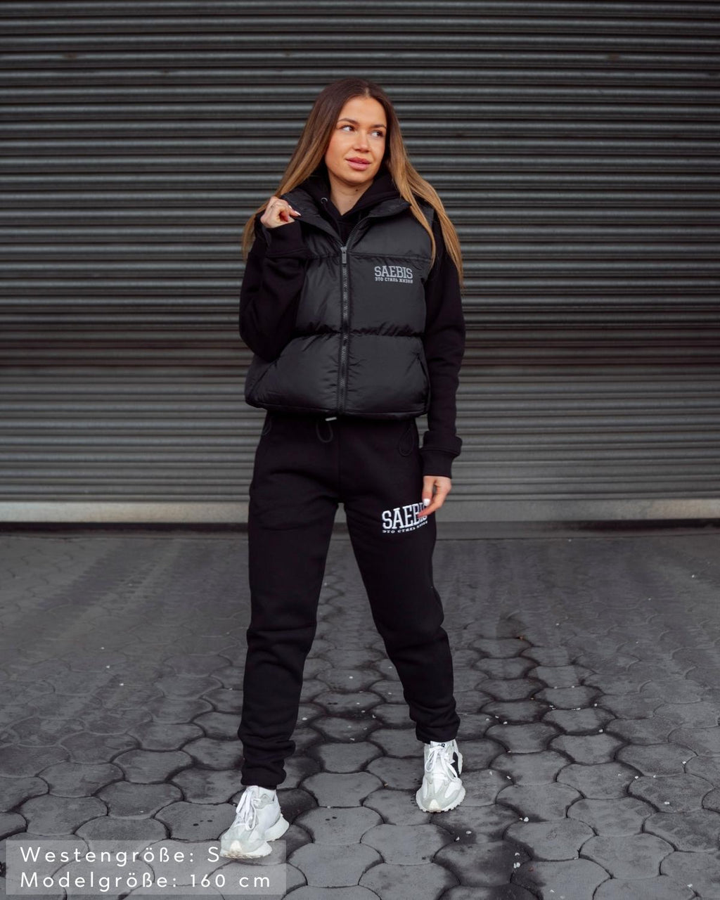 Lifestyle Damen Oversized Weste gefüttert, mit Reißverschluss schwarz by SAEBIS®