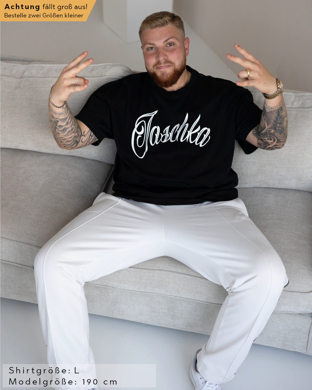 Jaschka Herren Extra Oversized Premium T-Shirt schwarz by SAEBIS®