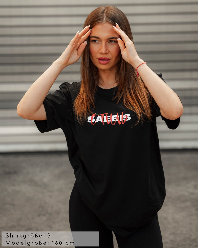 SAEBIS® стиль - Damen Oversized T-Shirt schwarz