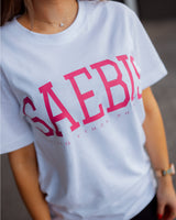 Lifestyle Damen Oversized T-Shirt weiß Pink Edition by SAEBIS®