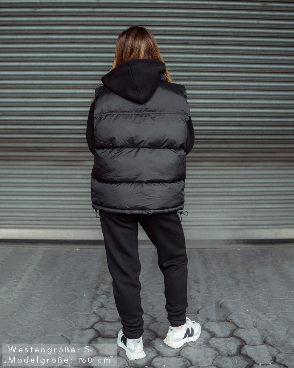 Lifestyle Damen Oversized Weste gefüttert, mit Reißverschluss schwarz by SAEBIS®