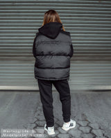 Lifestyle Damen Oversized Weste gefüttert, mit Reißverschluss schwarz by SAEBIS®