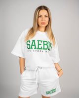 SAEBIS® Lifestyle Outfit-Set Oversized T-Shirt & Shorts weiß mit Stickerei