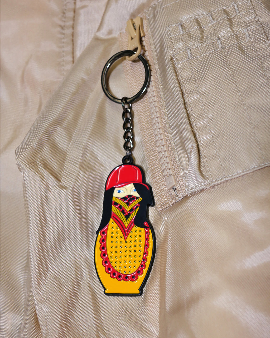 Lifestyle Damen Oversized Bomber Jacke gefüttert, mit Reißverschluss beige by SAEBIS®