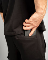 SAEBIS® Lifestyle Outfit-Set Oversized T-Shirt & Shorts schwarz mit Stickerei
