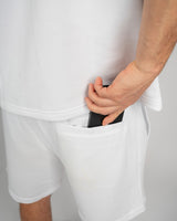 SAEBIS® Lifestyle Outfit-Set Oversized T-Shirt & Shorts weiß mit Stickerei