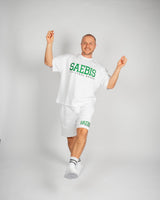 SAEBIS® Lifestyle Outfit-Set Oversized T-Shirt & Shorts weiß mit Stickerei