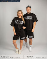 SAEBIS® Lifestyle Outfit-Set Oversized T-Shirt & Shorts schwarz mit Stickerei