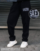 Lifestyle Damen Jogginghose schwarz mit Stickerei & geradem Bein by SAEBIS®