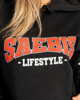SAEBIS® 90's Lifestyle Damen Oversized Hoodie schwarz