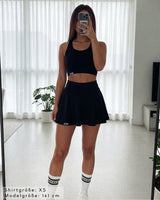 Lifestyle Damen Crop Top schwarz mit elastischen Band by SAEBIS®