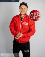 SAEBIS® SPORTS Herren Trainingsjacke rot mit Stickerei