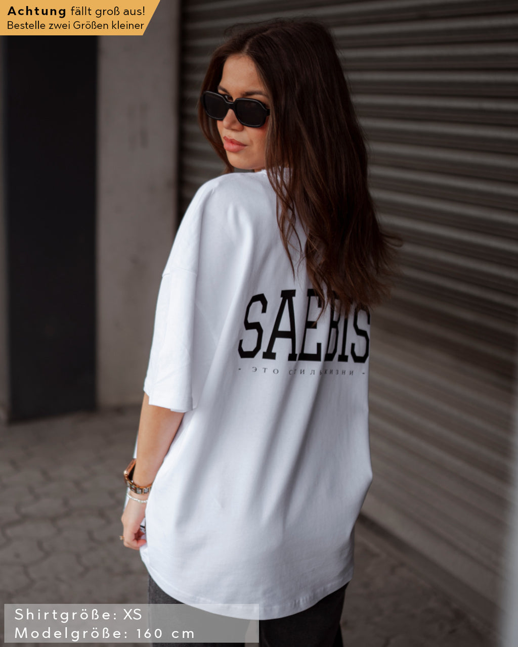 Lifestyle Damen Extra Oversized Premium T-Shirt weiß by SAEBIS®