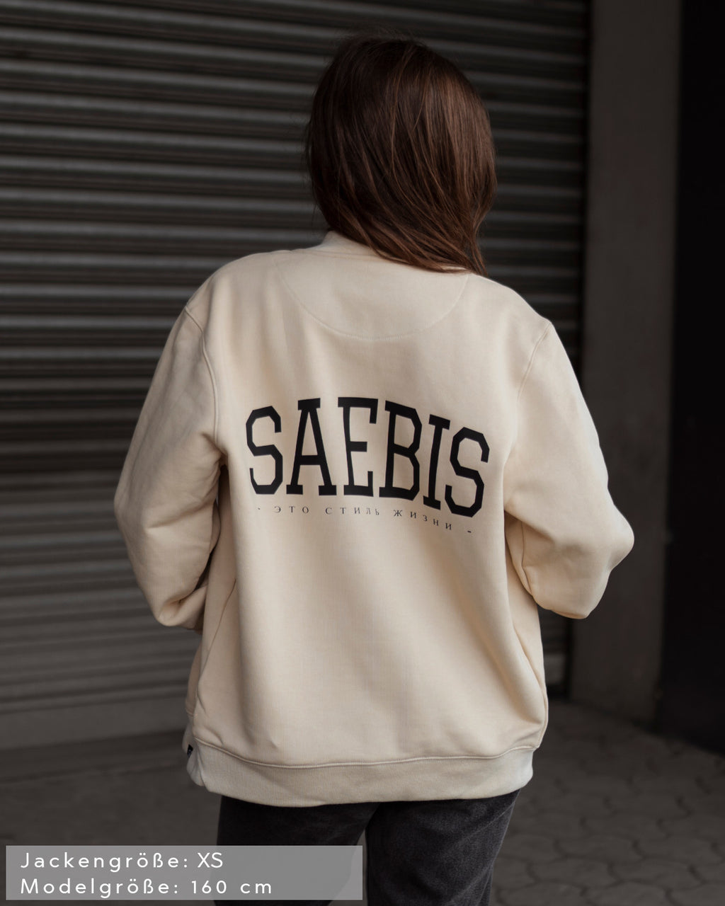 Lifestyle Damen Oversized College Jacke cremefarben by SAEBIS®
