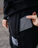 Lifestyle Damen Jogginghose schwarz mit Stickerei & geradem Bein by SAEBIS®