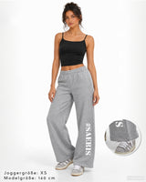 SAEBIS® Damen Jogginghose schwarz mit breitem Bein