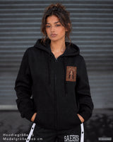 SLAVIC Damen Oversized Zip Hoodie mit Reißverschluss schwarz by SAEBIS®