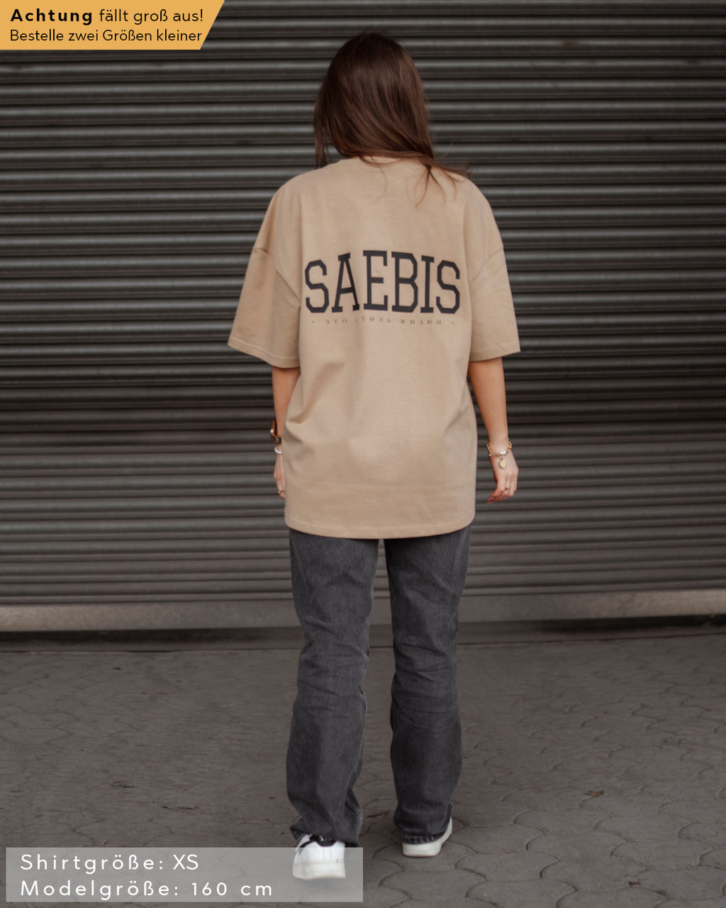 Lifestyle Damen Extra Oversized Premium T-Shirt karamellfarben by SAEBIS®