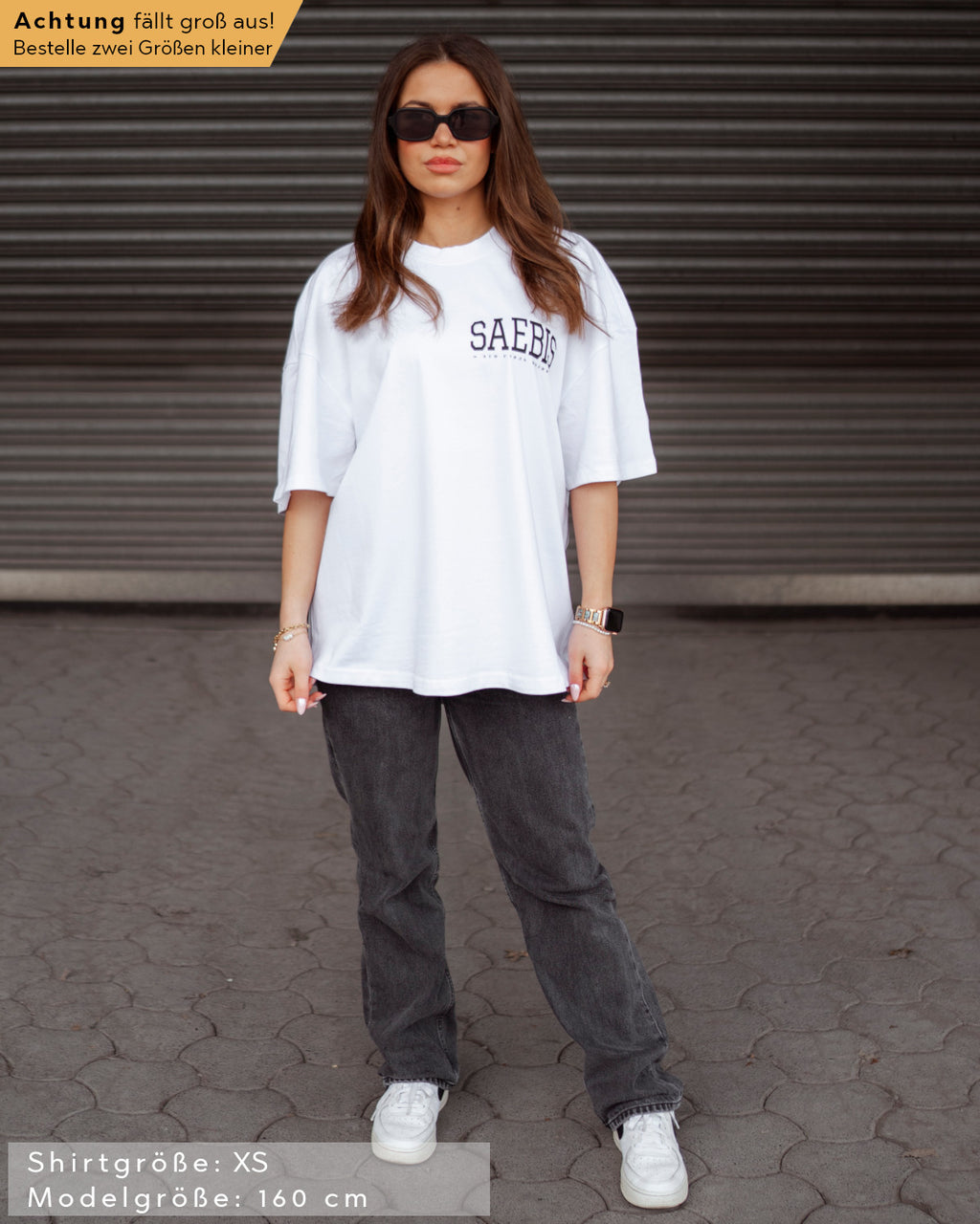 Lifestyle Damen Extra Oversized Premium T-Shirt weiß by SAEBIS®
