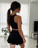 Lifestyle Damen Crop Top schwarz mit elastischen Band by SAEBIS®