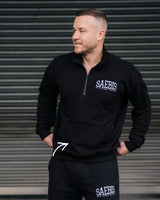 Lifestyle Herren Oberteil schwarz mit Stickerei & Reißverschluss am Kragen by SAEBIS®