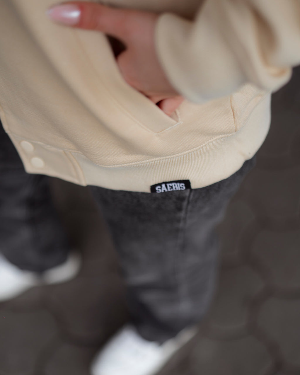 Lifestyle Damen Oversized College Jacke cremefarben by SAEBIS®