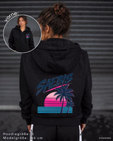 SAEBIS® 80er Damen Oversized Zip Hoodie mit Reißverschluss schwarz