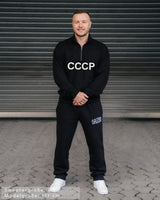 CCCP Herren Oberteil schwarz mit Stickerei & Reißverschluss am Kragen by SAEBIS®
