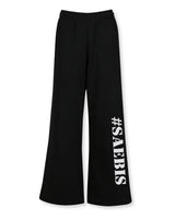 SAEBIS® Damen Jogginghose schwarz mit breitem Bein