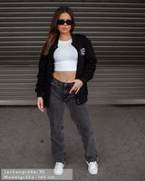 Lifestyle Damen Oversized College Jacke schwarz by SAEBIS®