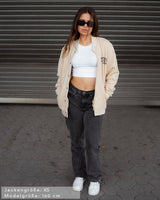 Lifestyle Damen Oversized College Jacke cremefarben by SAEBIS®