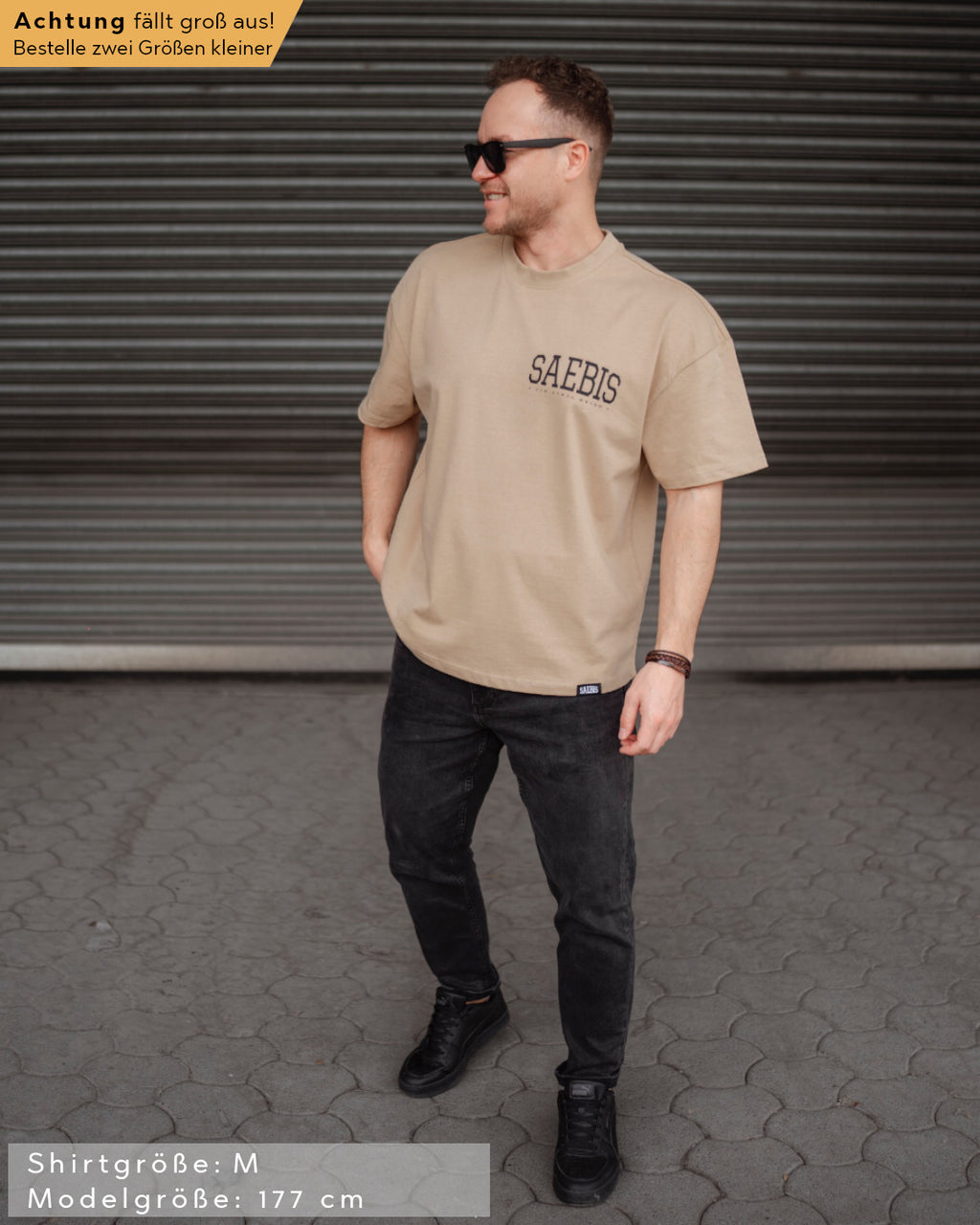 Lifestyle Herren Extra Oversized Premium T-Shirt karamellfarben by SAEBIS®