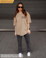 Lifestyle Damen Extra Oversized Premium T-Shirt karamellfarben by SAEBIS®