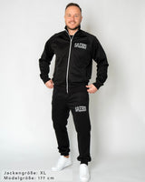SAEBIS® SPORTS Herren Trainingsjacke schwarz mit Stickerei