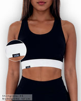 Lifestyle Damen Crop Top schwarz mit elastischen Band by SAEBIS®