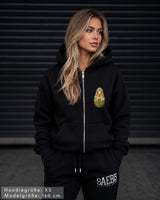 QASAQ GIRL BLOND - Damen Extra-Oversized Zip Hoodie mit Reißverschluss schwarz by SAEBIS®