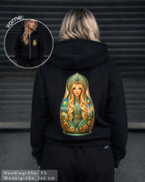 QASAQ GIRL BLOND - Damen Extra-Oversized Zip Hoodie mit Reißverschluss schwarz by SAEBIS®