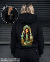 QASAQ GIRL BRUNETT - Damen Extra-Oversized Zip Hoodie mit Reißverschluss schwarz by SAEBIS®