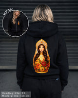 SLAVIC GIRL BRUNETT - Damen Extra-Oversized Zip Hoodie mit Reißverschluss schwarz by SAEBIS®