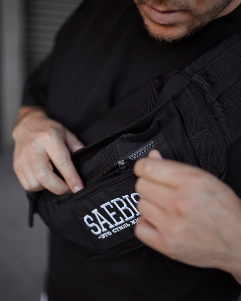 Lifestyle Bauchtasche schwarz mit zwei Fächern by SAEBIS®