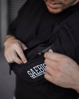 Lifestyle Bauchtasche schwarz mit zwei Fächern by SAEBIS®