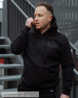 Lifestyle All Black Herren Zip Hoodie mit Reißverschluss by SAEBIS®