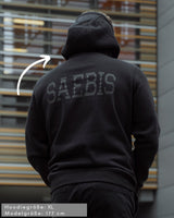 Lifestyle All Black Herren Zip Hoodie mit Reißverschluss by SAEBIS®